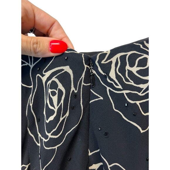 Vintage Y2K Gilar Black 100% Silk Beaded Ruffle Tiered Dress Beaded Size 4 - Picture 11 of 16